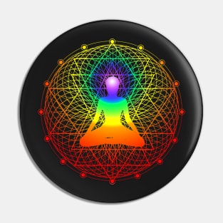 Psychedelic Rainbow Chakra Meditation Mandala Pin