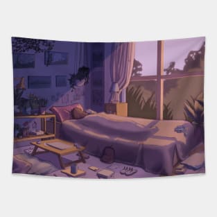 Lofi morning bedroom Tapestry