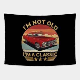 I'm Not Old I'm A Classic Red Vintage Car Tapestry