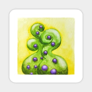 Green plant with violet flowers Magnet