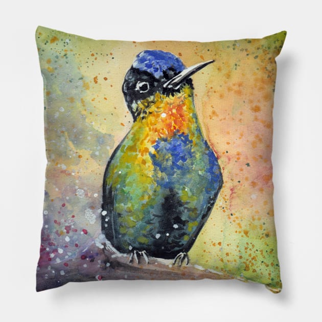 Watercolor Hummingbird Pillow by 5sizes2small