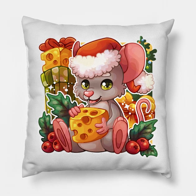 New Year's mouse Pillow by NatureDrawing