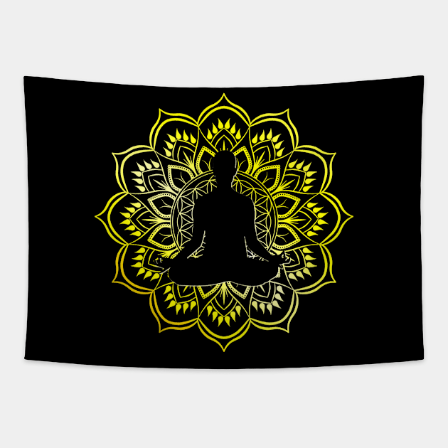 Meditation Golden Mandala Tapestry by Bluepress