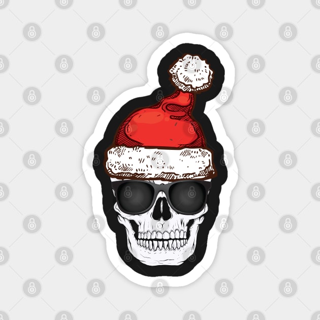 Creepy Christmas Skeleton Santa Hat Magnet by mstory