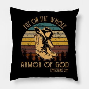 Put On The Whole Armor Of God Boot Hat Cowboy Pillow