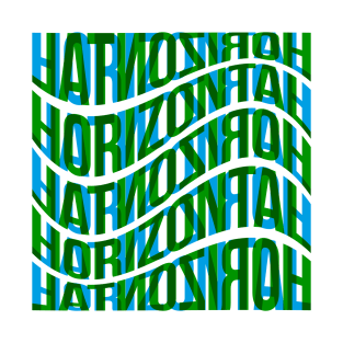 Horizontal Waves Typography (Blue Green) T-Shirt