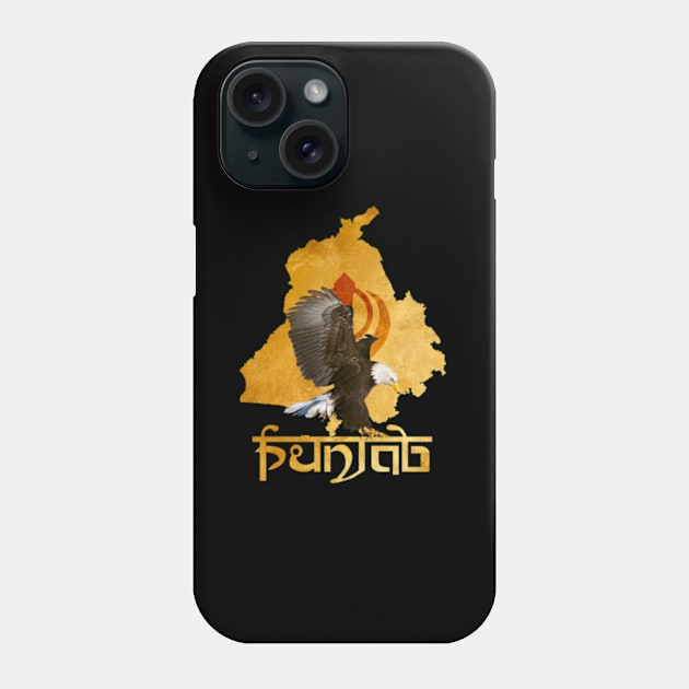 Punjab map with eagle Phone Case by SAN ART STUDIO 