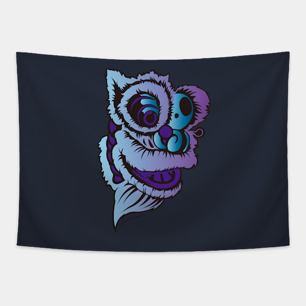 Blue Lion Tapestry by Shanimation