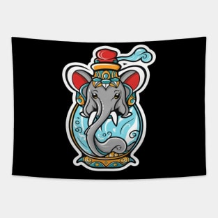 Cute Funny Elephant in a Genie Bottle Tapestry