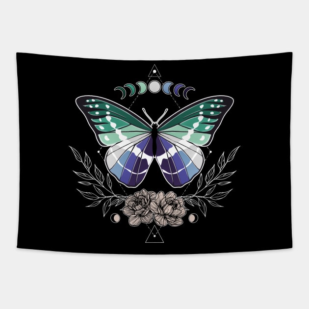 Gay Man Butterfly LGBT Pride Flag Tapestry by Psitta