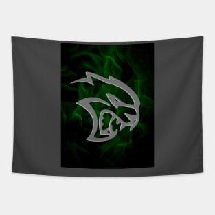 Hellcat Green Flames Tapestry