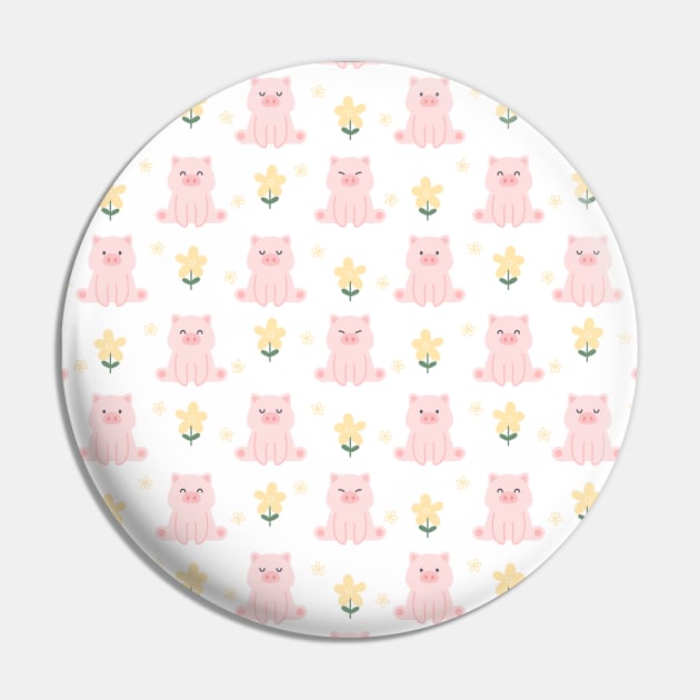 Lovely Pig Pattern Pin by aquariart