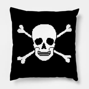 Pixelated Skull and Crossbones Pillow