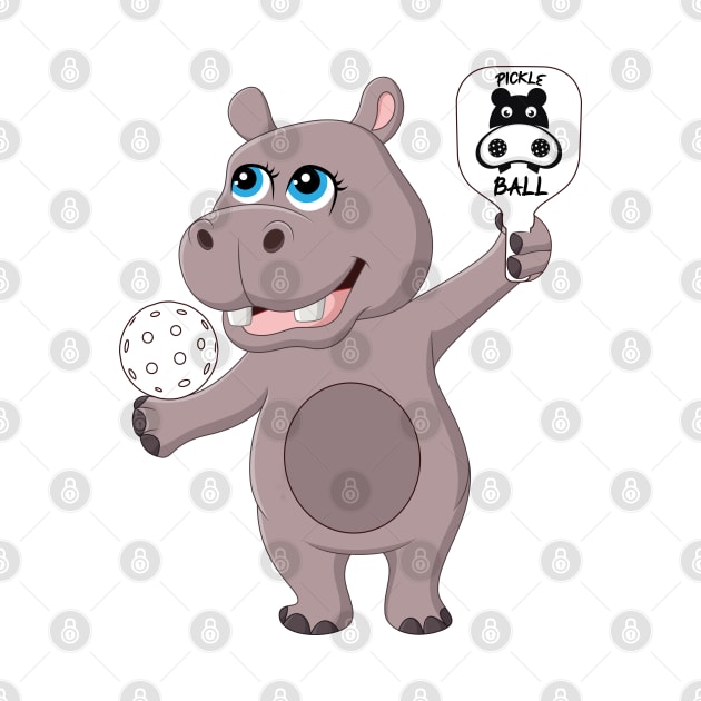 Happy Pickleball Hippo by FK-UK