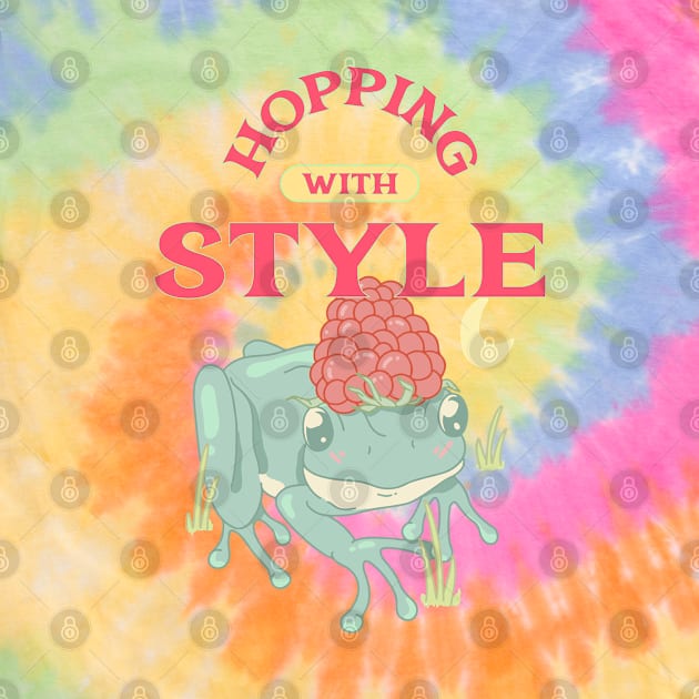 “Hopping With Style” Glamorous Frog Wearing Raspberry As A Hat by Tickle Shark Designs