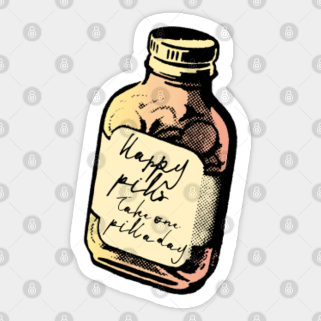 Vintage pharmacy bottle happy pills