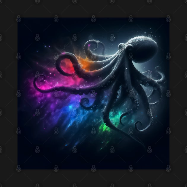 Monochromatic Octopus Rainbow Color Splash by TomFrontierArt