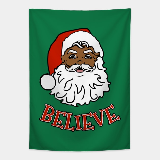 Black Santa Believe Tapestry by JCD666