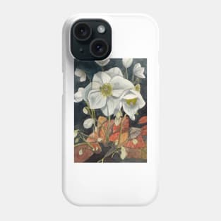 White hellebore watercolour painting Phone Case