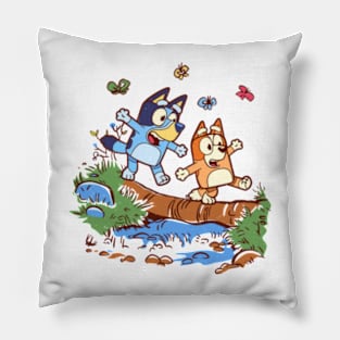 happy funny bluey Pillow