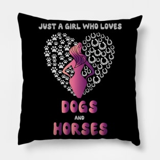 Just A Girl Who Really Loves Dogs And HorsesHorseshoe Paw funny Pillow