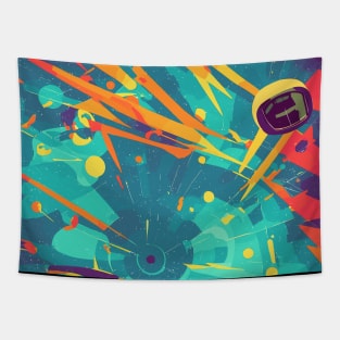 Colorful space retro abstract pattern Tapestry