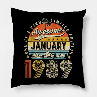 Awesome Since January 1989 Vintage 34th Birthday Pillow