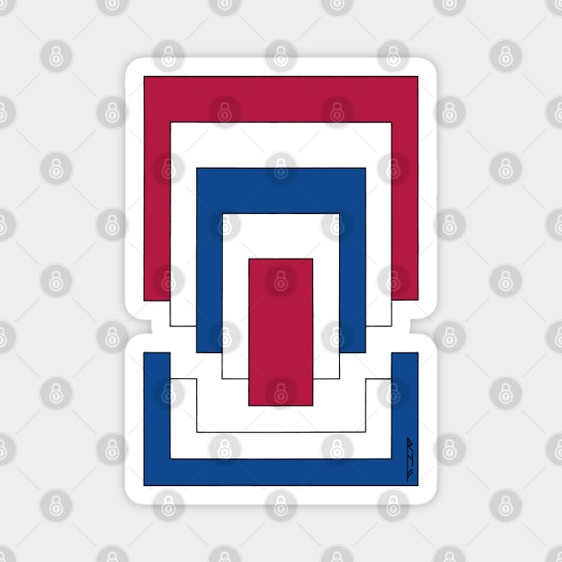 Rectangle Abstract in Red, White, and Blue Magnet by AzureLionProductions