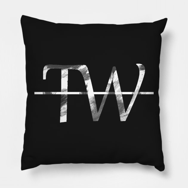 White on Black Trigger Warning Logo Pillow by TriggerWarning