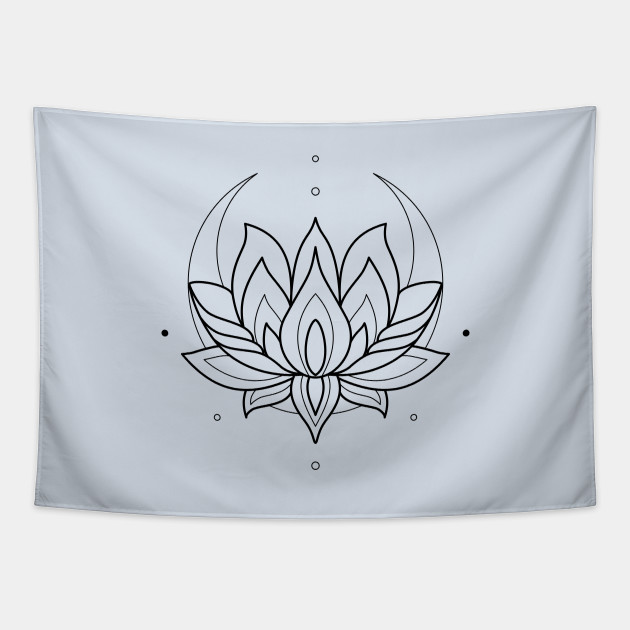 Lotus and Moon Tattoo Black 1 - Lotus - Tapestry | TeePublic Lotus and Moon Tattoo Black 1 - Lotus - Tapestry | TeePublic