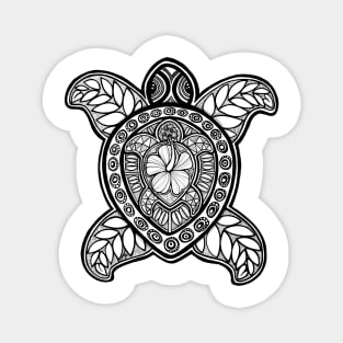 Pasifika Turtle - black & white Magnet