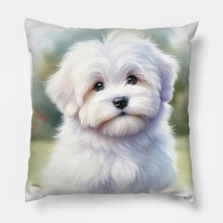 Watercolor Coton de Tulear Puppies - Cute Puppy Pillow