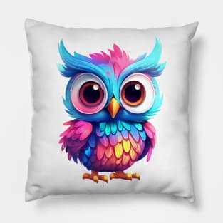 Cute rainbow owl. Sticker Clipart. Pillow