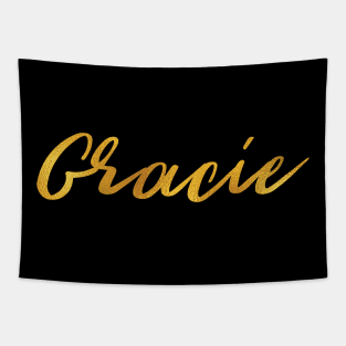 Gracie Name Hand Lettering in Faux Gold Letters Tapestry