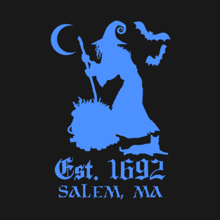 Salem Massachusetts Est. 1692 - Halloween Witch (BLUE) T-Shirt