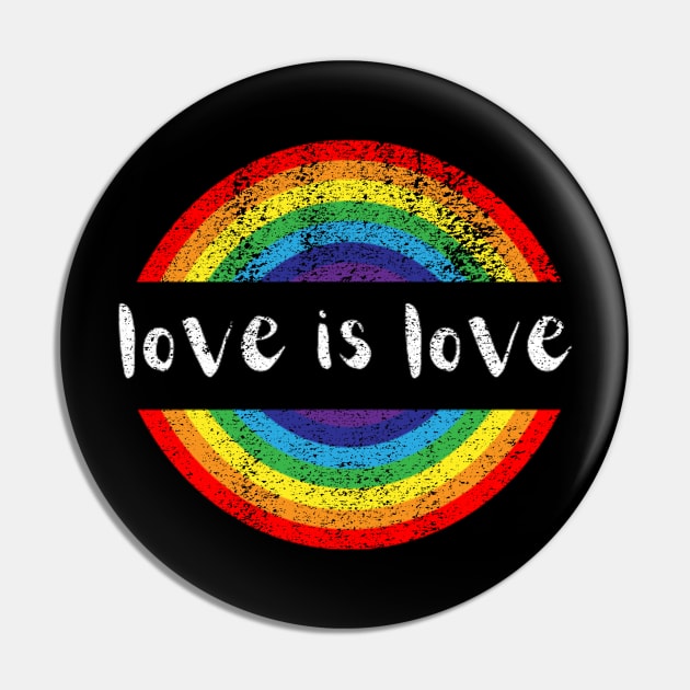 Gay Pride Vintage Rainbow LGBT Love Is Love Pin by Artistic Design