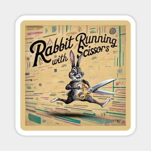 Rabbit Running with Scissors Magnet