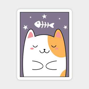 Dreaming Cat Among the Stars Magnet