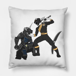 Black rangers x godzilla Pillow