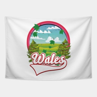 Wales retro travel logo Tapestry