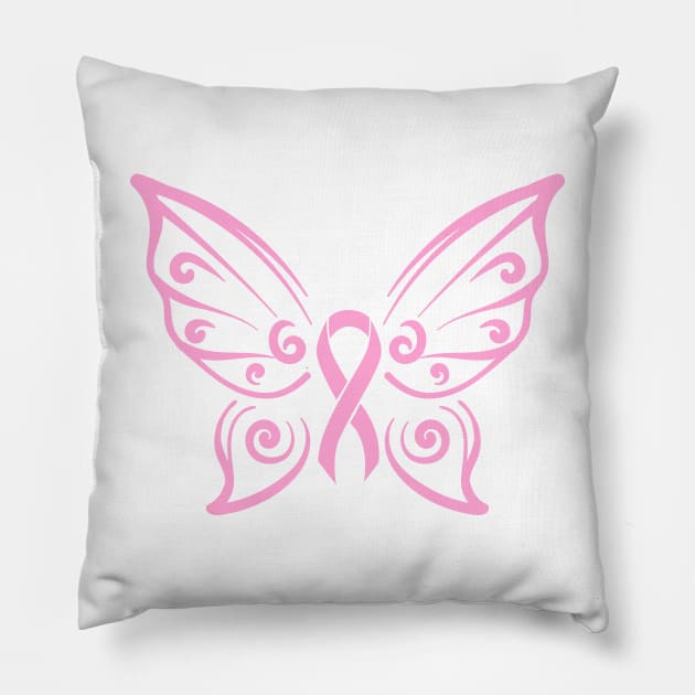 Cancer Awareness Butterfly Ribbon Pillow by ALLAMDZ