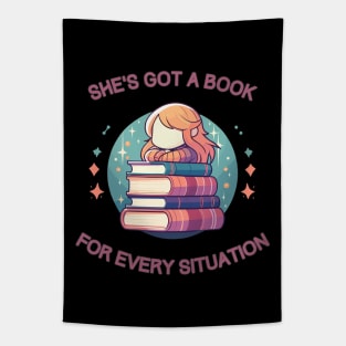 Kawaii Shes got a book for every situation Tapestry