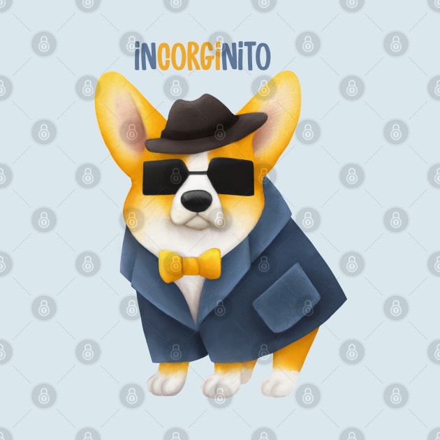 InCORGInito Corgi Cute Funny Dog Pun Detective Incognito by dramabite