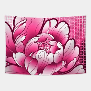 hot pink peony flower closeup Tapestry