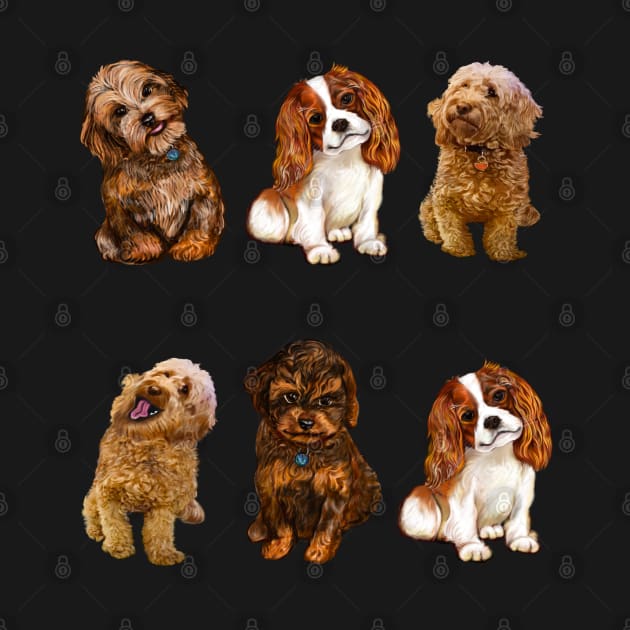 Cavapoo Cavoodle puppy pattern -puppies galore ii ! cute cavalier king charles spaniel by Artonmytee