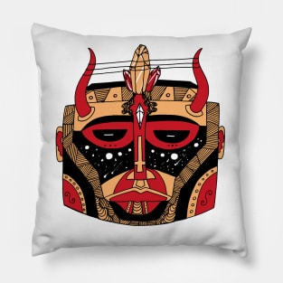 Red and Cream African Mask No 8 Pillow