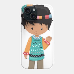 Native American Boy, Cute Boy, Black Hair Phone Case