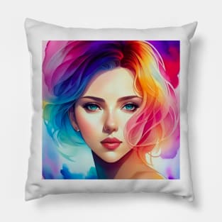 tie dye amine beautiful woman stunning color Pillow