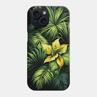 Summer Tropical Palm Leaves Plant Green and Black Phone Case