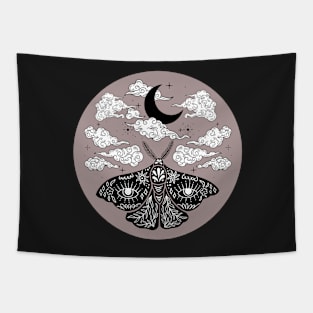 Moth Moon and Clouds Tapestry